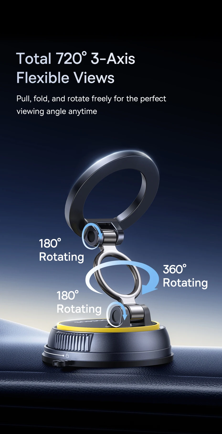 Baseus Vacuum Magnetic Car Phone Holder Mount 360° Rotation Stand Car Mount for iPhone Samsung Xiaomi Travel Holder Gym Stand