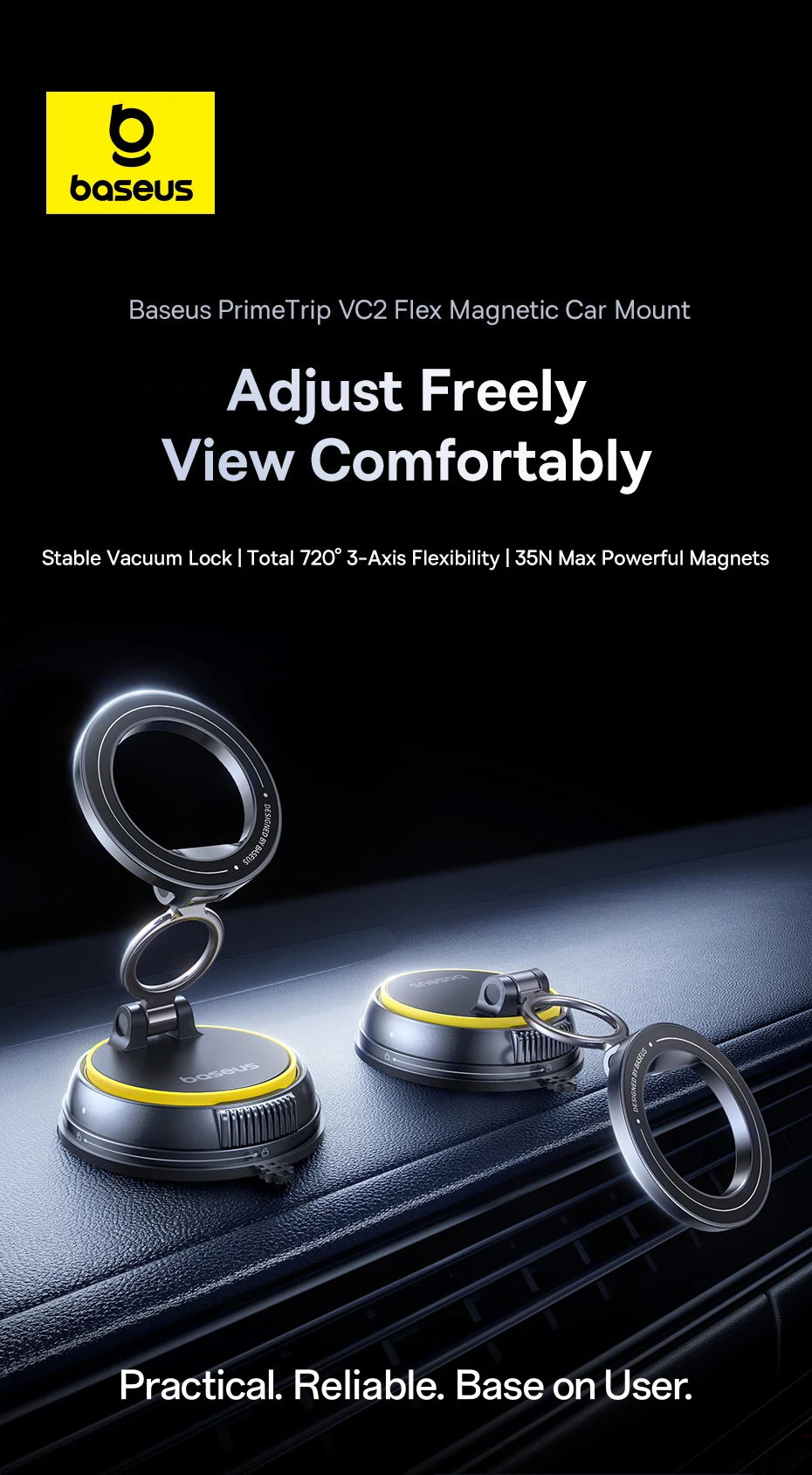 Baseus Vacuum Magnetic Car Phone Holder Mount 360° Rotation Stand Car Mount for iPhone Samsung Xiaomi Travel Holder Gym Stand