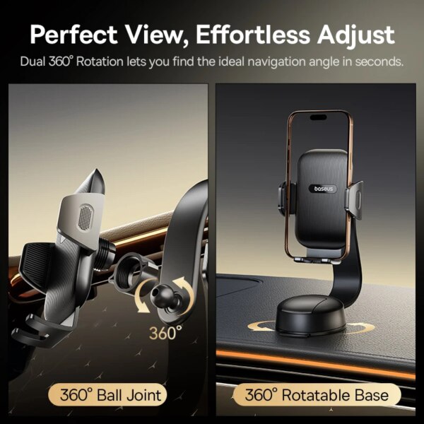 Baseus PrimeTrip CO3 Air Clamping Car Phone Mount Suction Cup Holder 360° Rotation - Image 2