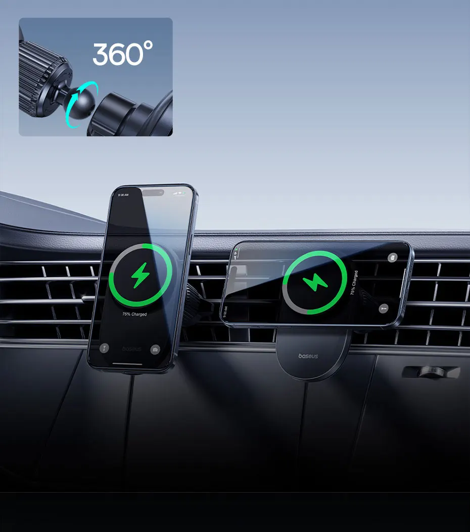 Baseus Qi2 15W Car Magnetic Wireless Charger For iPhone 16 15 14 Fast Charging For Samsung Xiaomi Car Phone Holder Cooling Fan