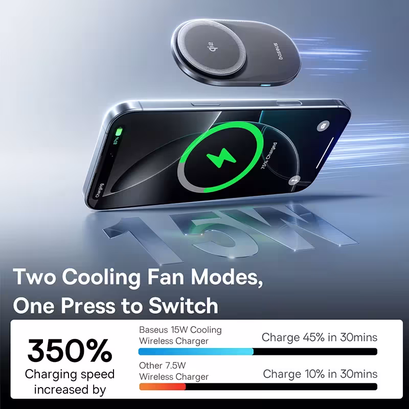 Baseus PrimeTrip VC1 Pro Qi2 Magnetic Car Charger Mount 15W with Cooling Fan Baseus PrimeTrip VC1 Pro Qi2 Magnetic Car Charger Mount 15W with Cooling Fan - Image 4