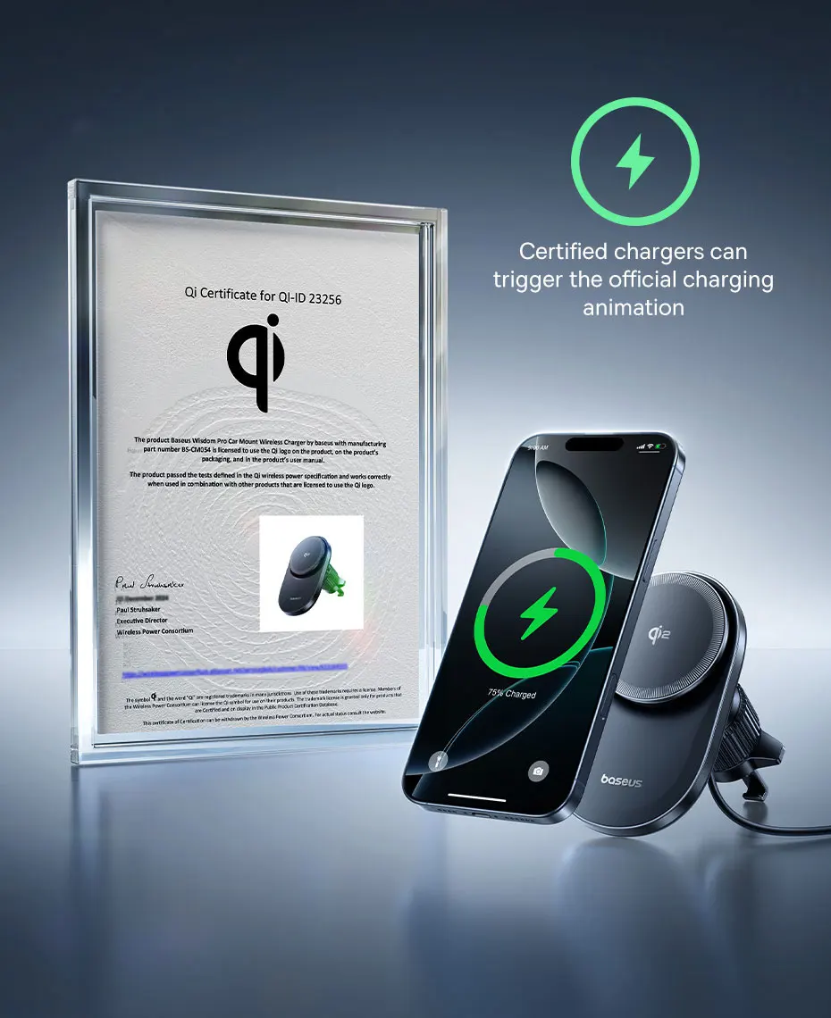 Baseus Qi2 15W Car Magnetic Wireless Charger For iPhone 16 15 14 Fast Charging For Samsung Xiaomi Car Phone Holder Cooling Fan