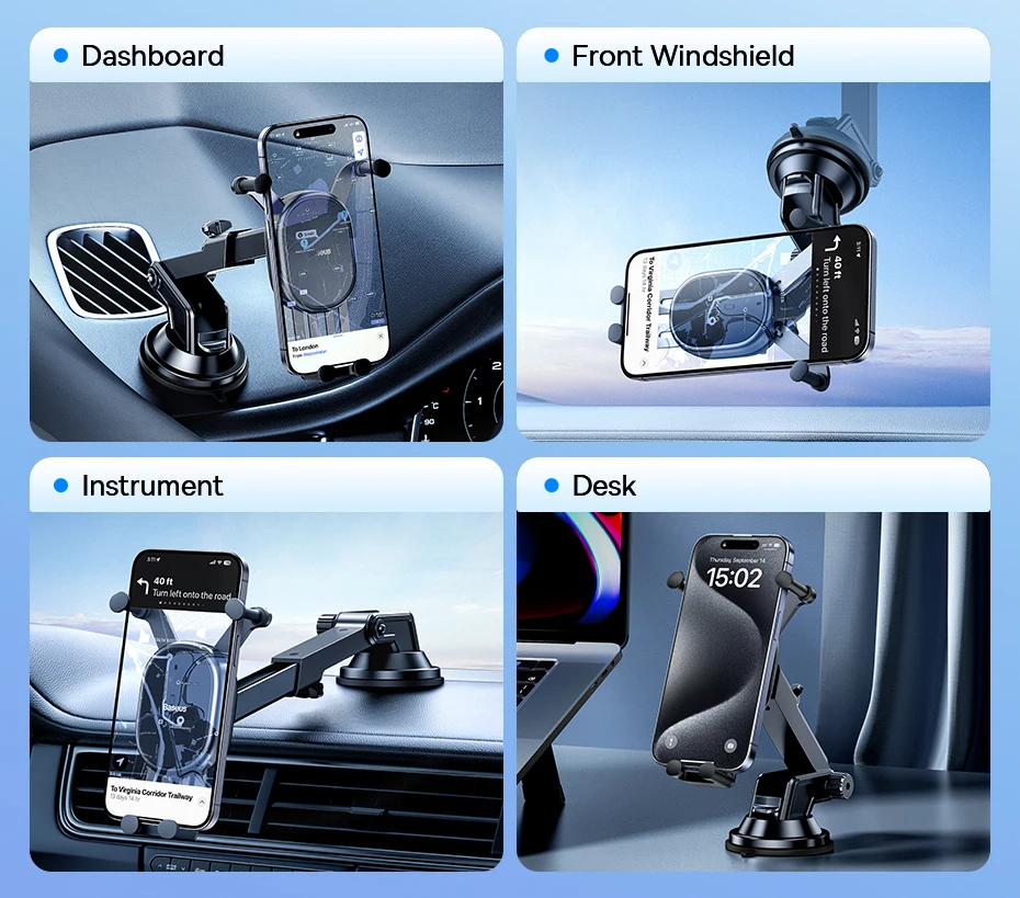 Baseus 15W Wireless Charger Car Phone Holder for iPhone Xiaomi Samsung Car Phone Stand Car Mount with Hook Clip Auto Locking