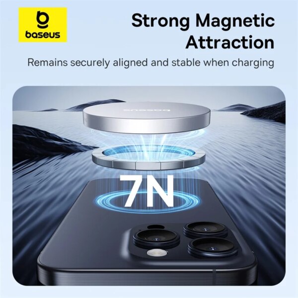 Baseus Simple Mini4 Air Magnetic Wireless Charger Qi2 15W Fast Charging For iPhone 15 14 13 12 - Image 3