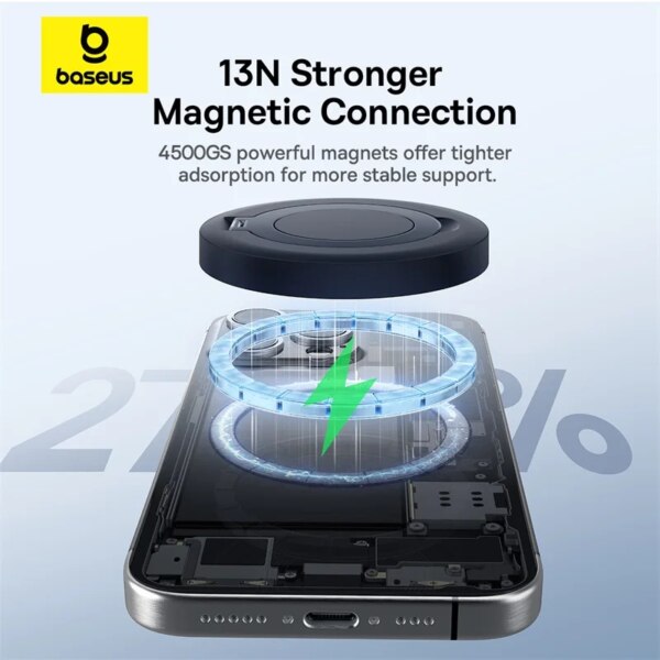Baseus 15W Magnetic Wireless Charger Stand Qi2 Certified Fast Charging For iPhone 16 15 14 13 Pro Max - Image 5