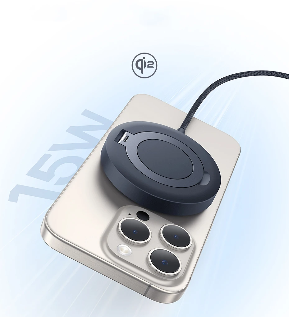 Baseus 15W Magnetic Wireless Charger Qi2 Certified Fast Charging Built-in Stand Phone Charger For iPhone 16 15 14 13 Pro Max