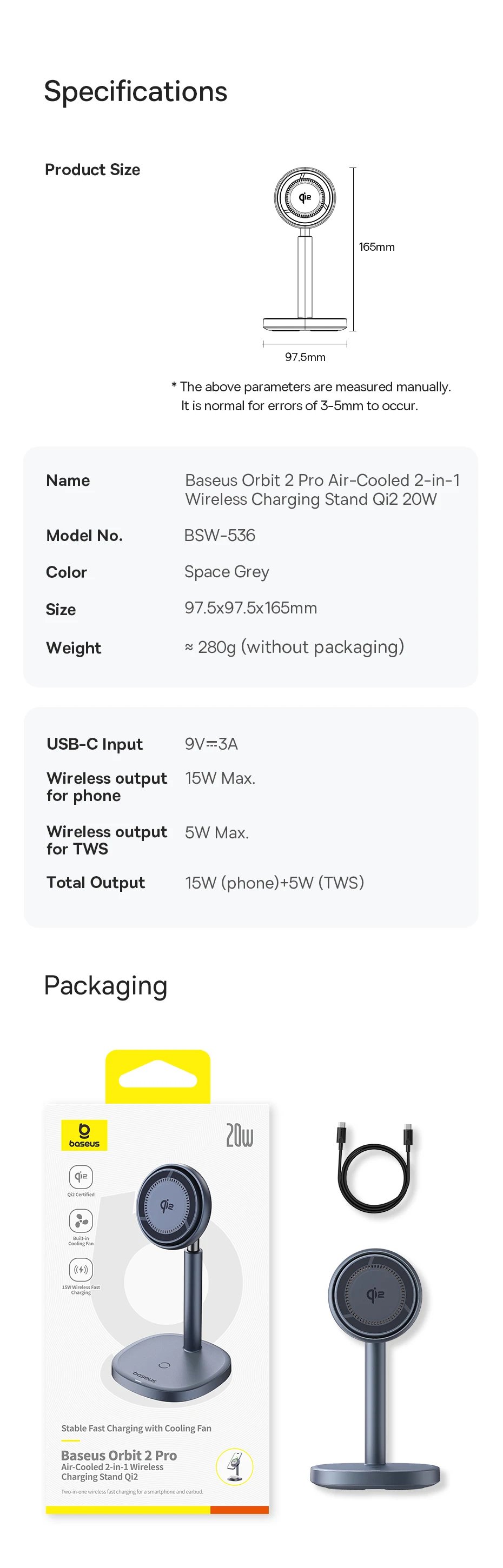 Baseus 2-in-1 Wireless Charger Qi2 15W Magnetic Wireless Charging Stand For iPhone 13 14 15 AirPods Pro