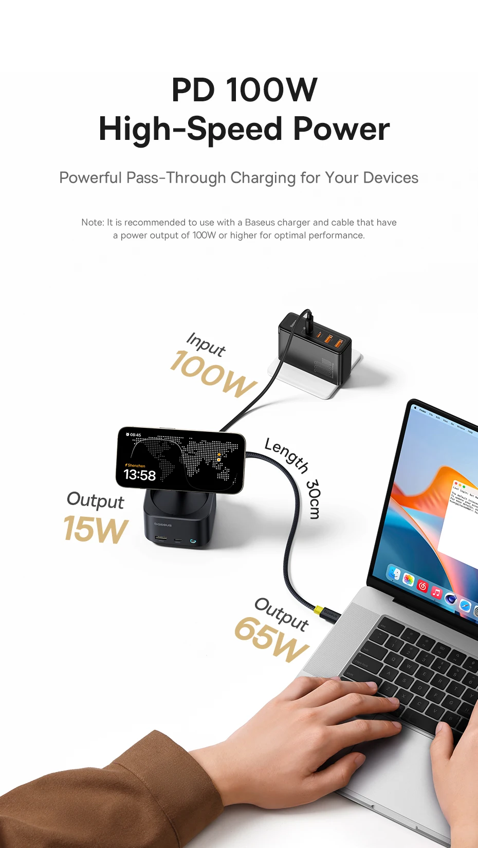 Baseus Magnetic Wireless Charger Qi2 15W for iPhone 16 15 Pro Max MagSafe Fast PD HUB HDMI 4K 60Hz USB 3.2 SD TF Phone Charger