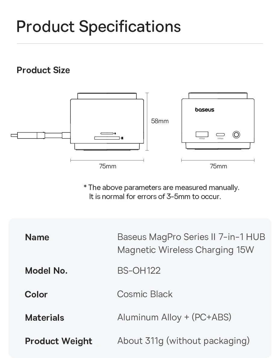 Baseus Magnetic Wireless Charger Qi2 15W for iPhone 16 15 Pro Max MagSafe Fast PD HUB HDMI 4K 60Hz USB 3.2 SD TF Phone Charger