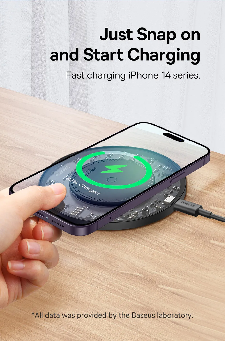 Baseus 15W Fast Wireless Charger For iPhone 16 15 14 13 Airpods Visible Qi Wireless Charging Pad For Samsung S22 S10 Xiaomi LG