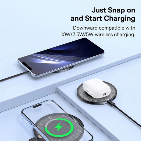 Baseus Simple 2 15W Fast Wireless Charger Pad Low Temperature For iPhone 16 15 14 13 Samsung S22 S10 Xiaomi - Image 2