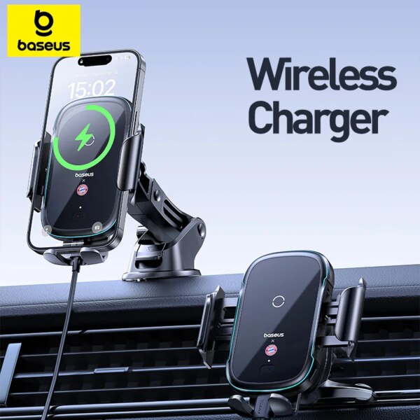 Baseus Bayern 15W Car Wireless Charger Phone Holder Fast Charging Mount for iPhone Samsung Xiaomi