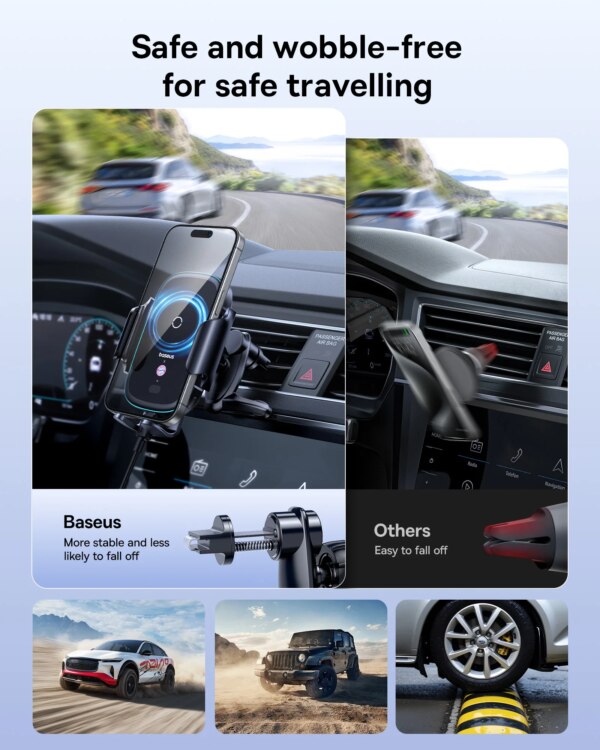 Baseus Bayern 15W Car Wireless Charger Phone Holder Fast Charging Mount for iPhone Samsung Xiaomi - Image 5