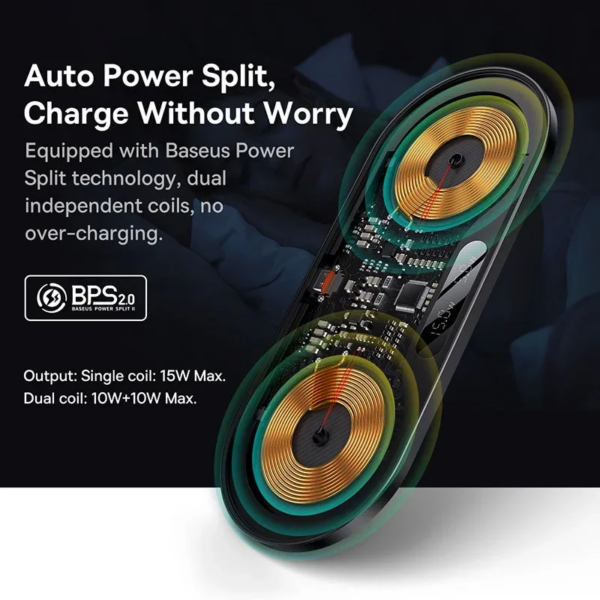 Baseus 20W Dual Wireless Charging Pad Fast Qi Charger for iPhone Samsung Xiaomi - Image 6