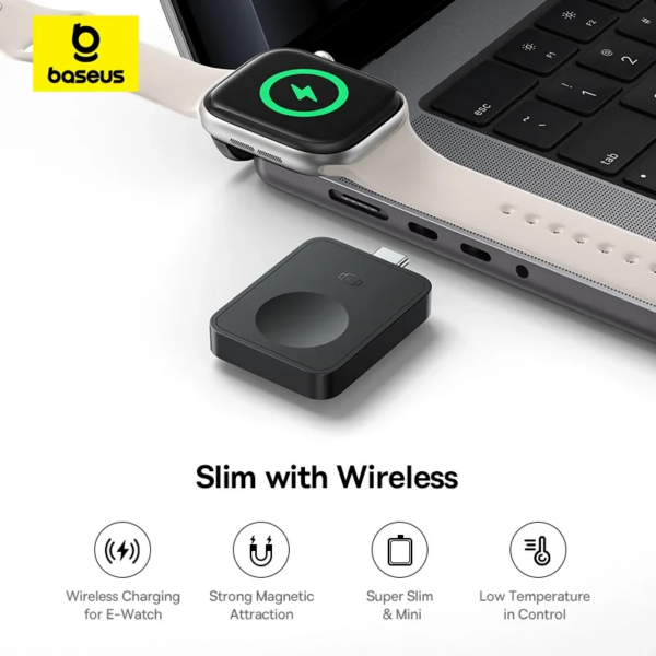Baseus MagPro Mini Magnetic Wireless Charger 2.5W For Apple Watch S1-S10 SE Ultra - Image 2