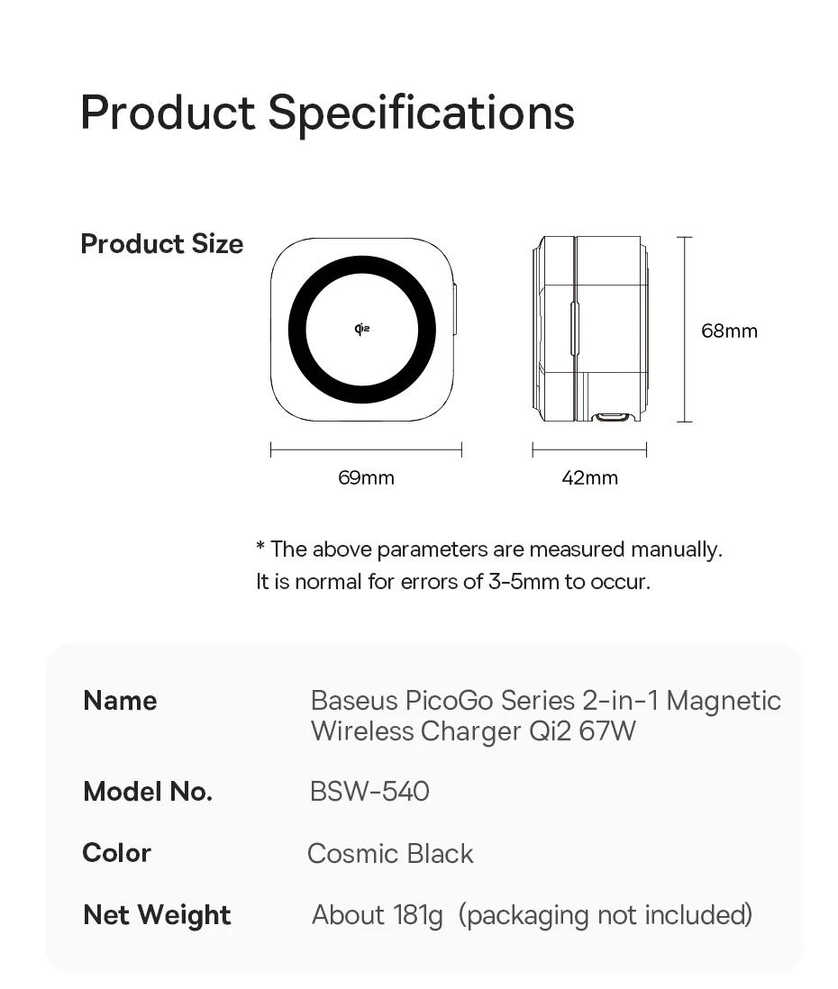 Baseus Qi2 15W Magnetic Wireless Charger 67W 2-in-1 Phone Laptop Fast Charging Dock Station