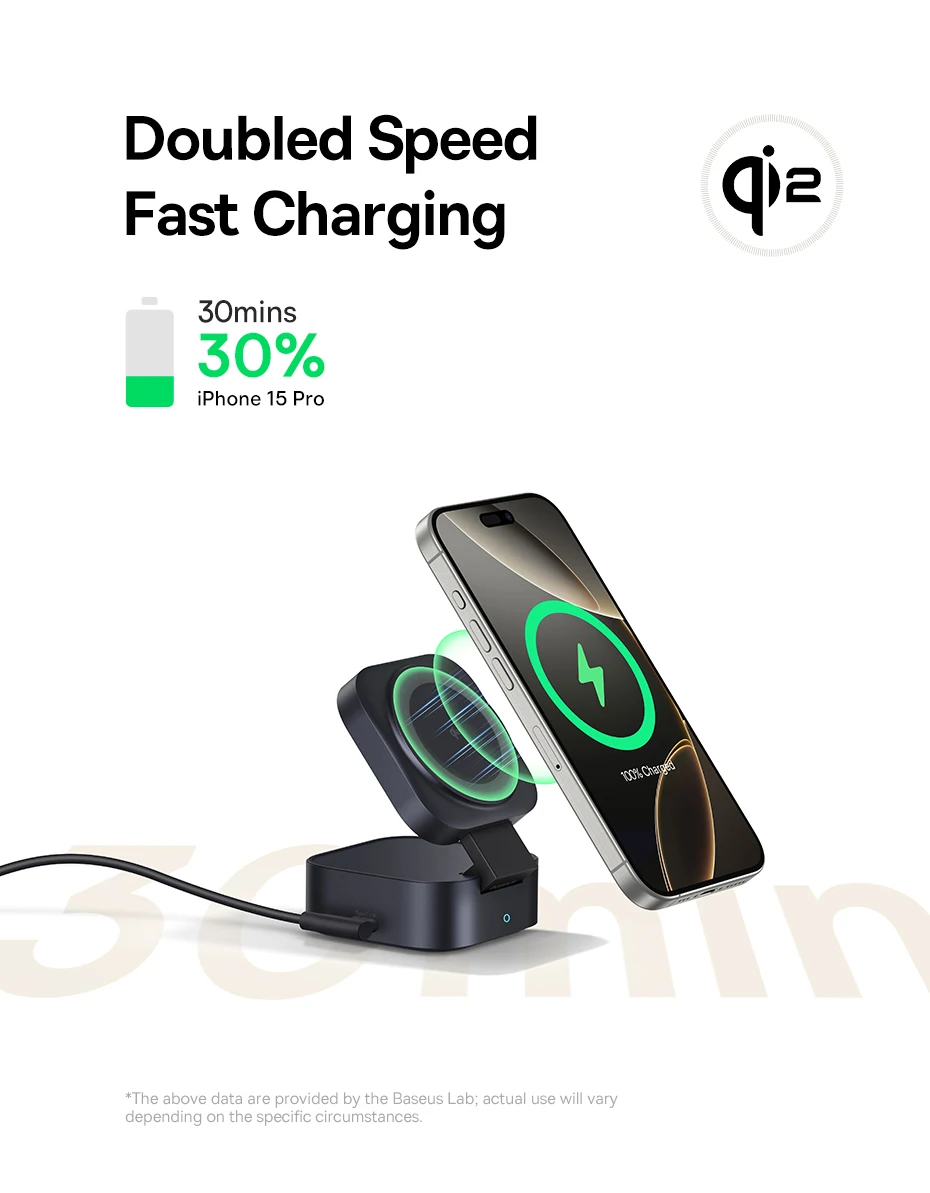 Baseus Qi2 15W Magnetic Wireless Charger 67W 2-in-1 Phone Laptop Fast Charging Dock Station