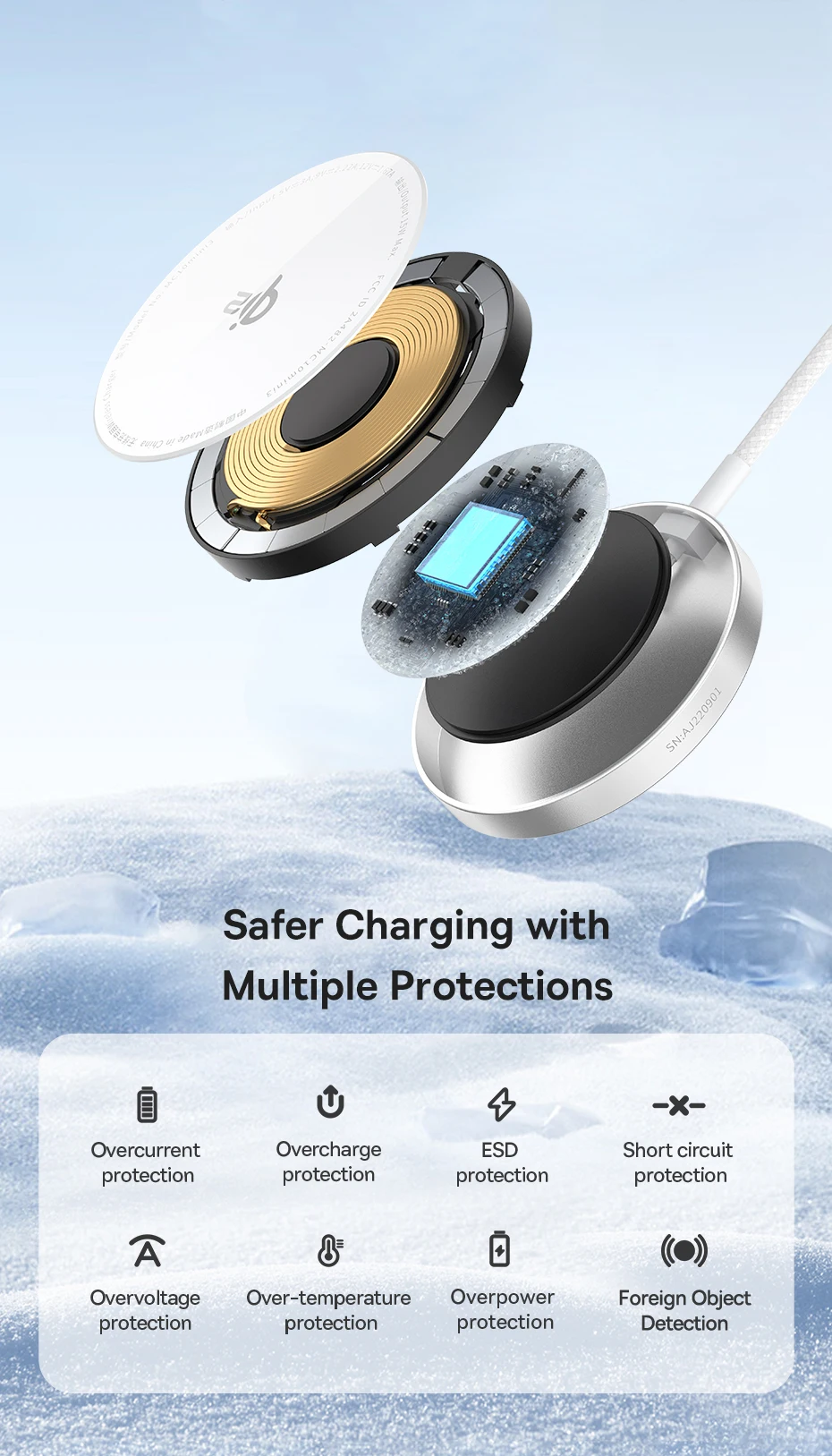 Baseus Qi2 15W Magnetic Wireless Charger Mini Fast Charging Phone Charger For iPhone 16 15 14 13 Pro Max