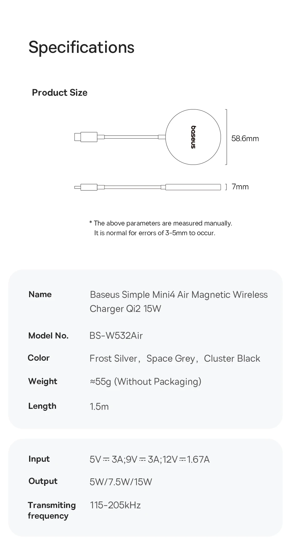 Baseus Qi2 15W Magnetic Wireless Charger Mini Fast Charging Phone Charger For iPhone 16 15 14 13 Pro Max