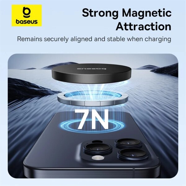 Baseus Simple Mini4 Air Magnetic Wireless Charger Qi2 15W Fast Charging For iPhone 16 15 14 13 Pro Max - Image 3