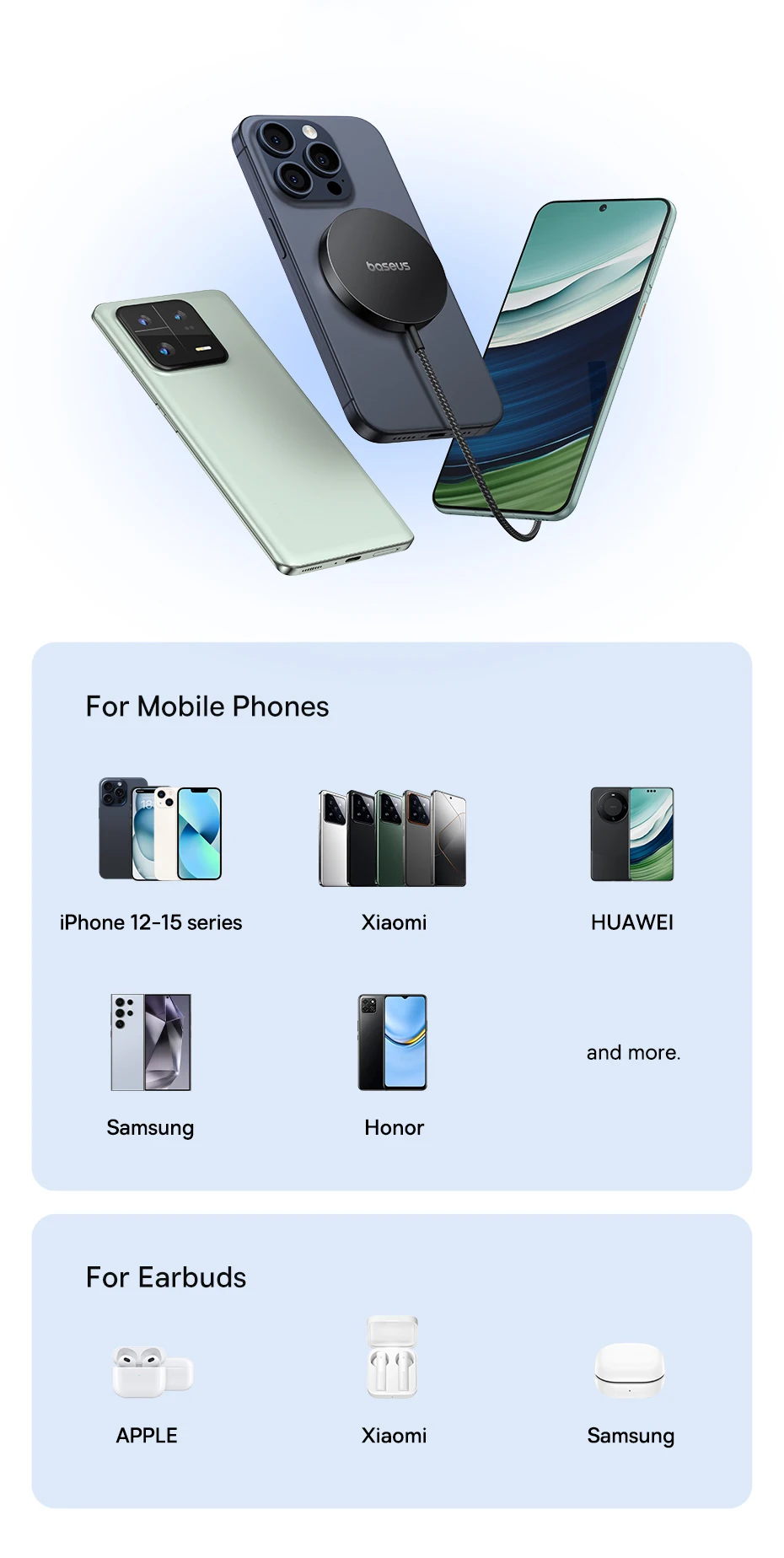 Baseus Qi2 15W Magnetic Wireless Charger Mini Fast Charging Phone Charger For iPhone 16 15 14 13 Pro Max