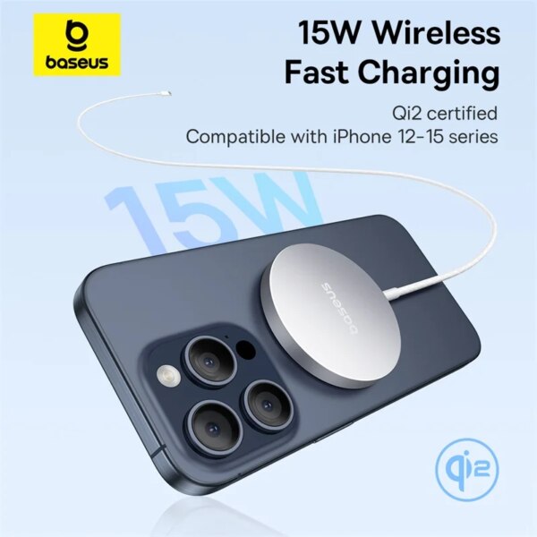 Baseus Simple Mini4 Air Magnetic Wireless Charger Qi2 15W Fast Charging For iPhone 16 15 14 13 Pro Max - Image 2