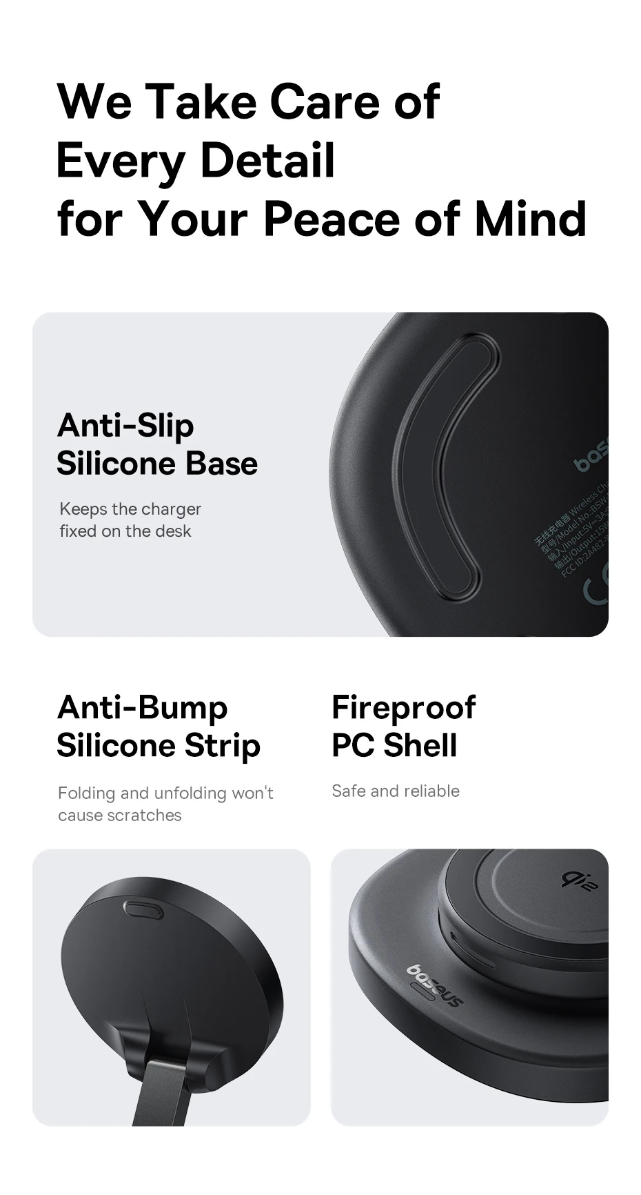 Baseus Qi2 15W Foldable Wireless Charger Stand Magnetic Adjustable Viewing Angle For iPhone 16 15 14 13 AirPods 2nd 3rd Gen Pro