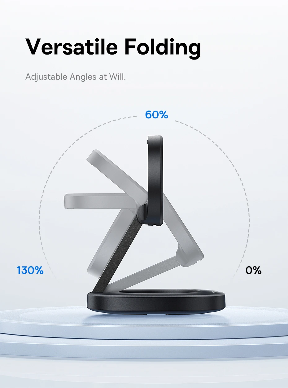 Baseus Qi2 15W Foldable Wireless Charger Stand Magnetic Adjustable Viewing Angle For iPhone 16 15 14 13 AirPods 2nd 3rd Gen Pro