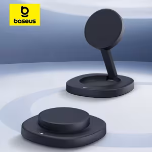 Baseus Qi2 15W Foldable Magnetic Wireless Charger Stand Adjustable Angle for iPhone 16 15 14 13 AirPods
