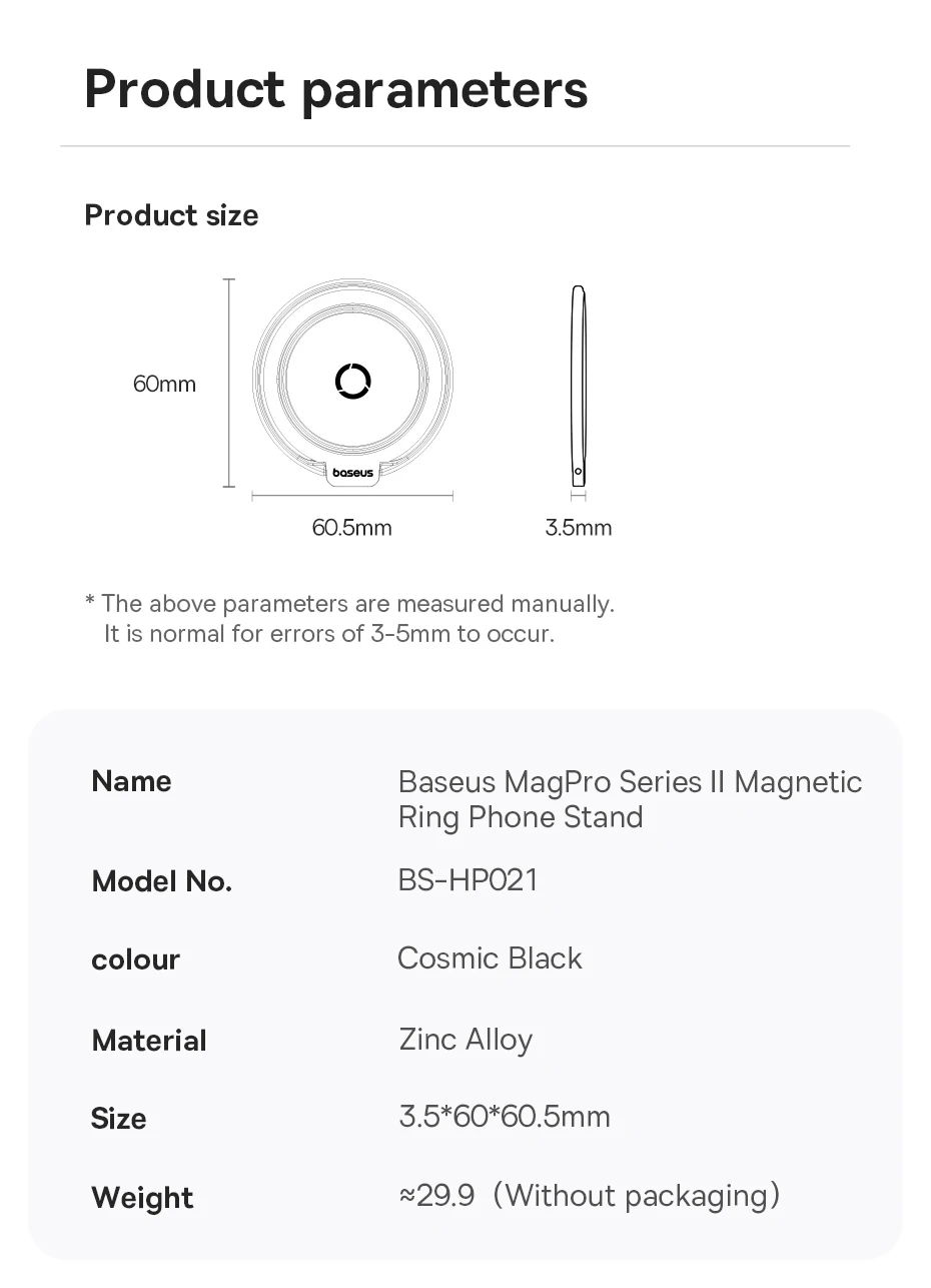 【New】Baseus Magnetic Ring Phone Holder Stand for MagSafe Wireless Charging for iPhone 16 15 14 Pro Max 360 Rotating Finger Stand