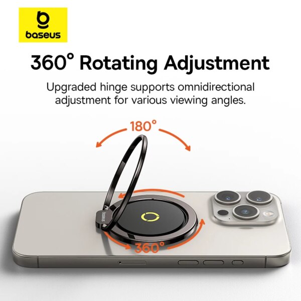 Baseus MagPro Series II Magnetic Ring Phone Stand Holder 360 Rotating for MagSafe Wireless Charging iPhone 16 15 14 Pro Max - Image 3