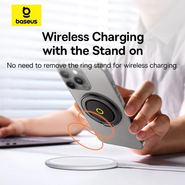 Baseus MagPro Series II Magnetic Ring Phone Stand Holder 360 Rotating for MagSafe Wireless Charging iPhone 16 15 14 Pro Max - Image 2