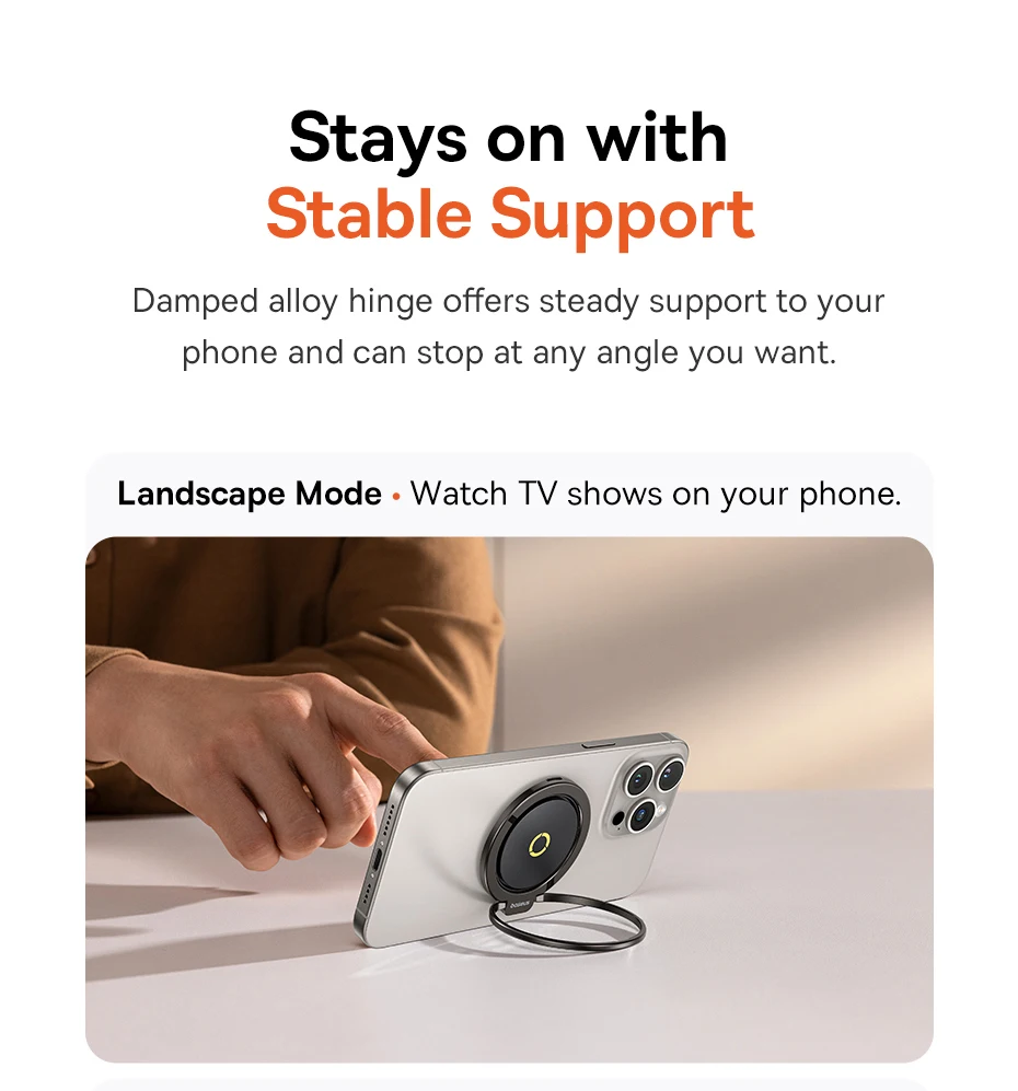 【New】Baseus Magnetic Ring Phone Holder Stand for MagSafe Wireless Charging for iPhone 16 15 14 Pro Max 360 Rotating Finger Stand