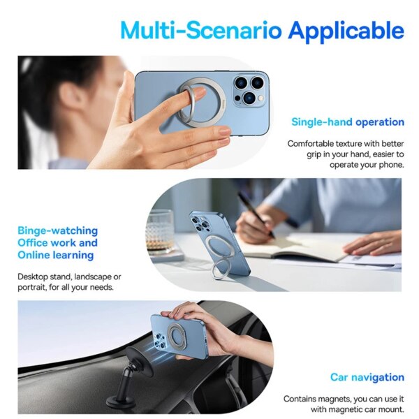 Baseus Halo Series Magnetic Phone Grip Stand Foldable Metal Ring Holder for iPhone Samsung - Image 5