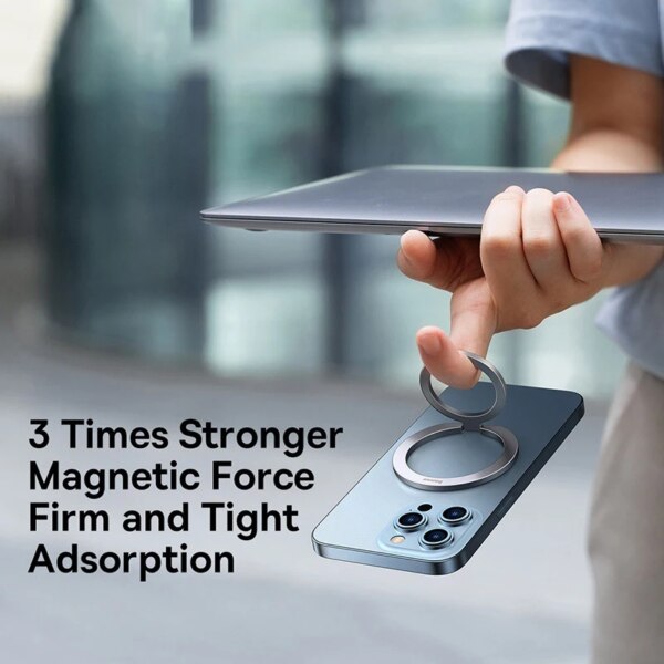 Baseus Halo Series Magnetic Phone Grip Stand Foldable Metal Ring Holder for iPhone Samsung - Image 4