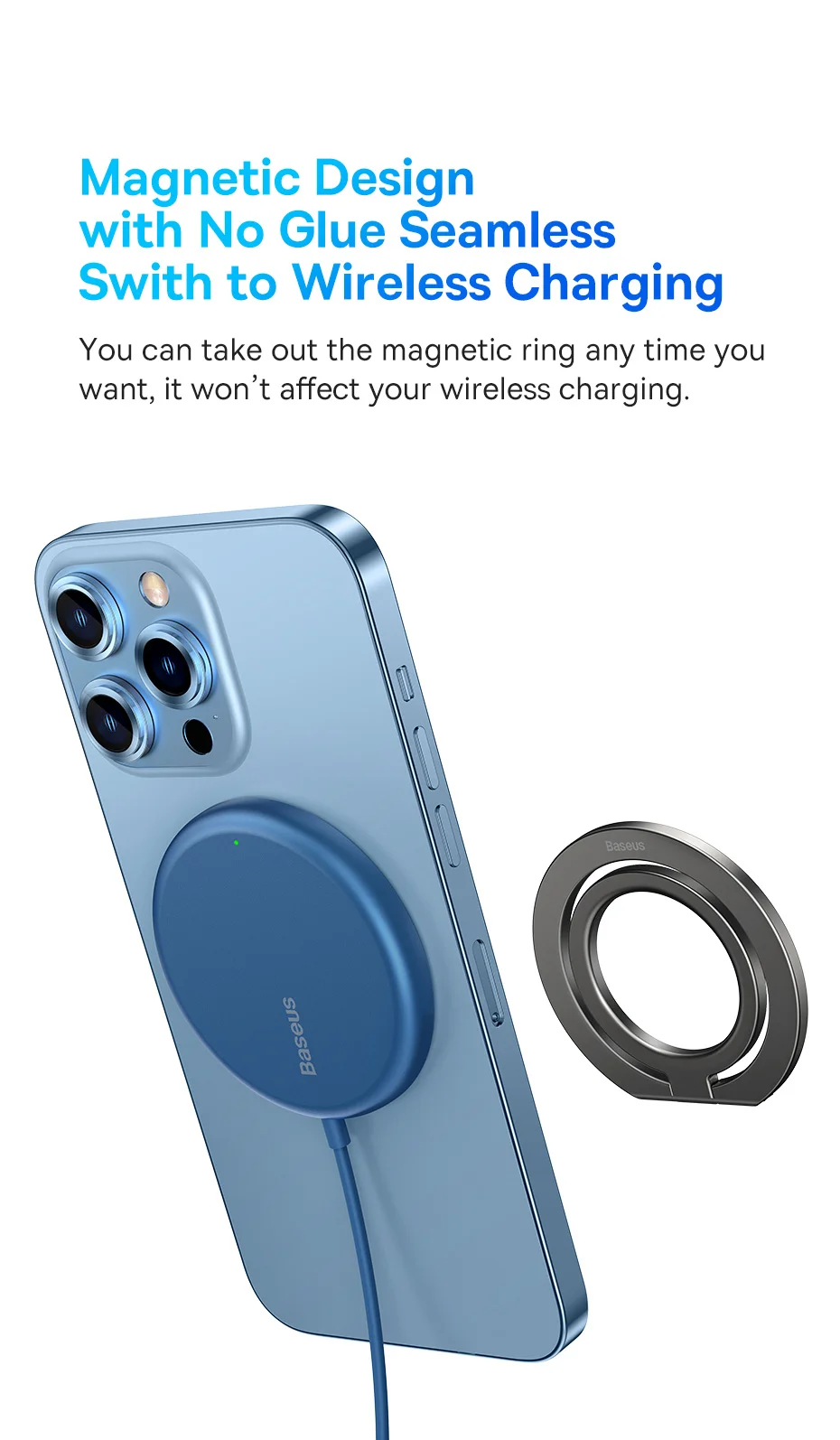 Baseus Magnetic Phone Holder Stand Grip Finger Ring Holder for iPhone 16 15 Pro Max Samsung Accessories Cell Mobile Phone Stand