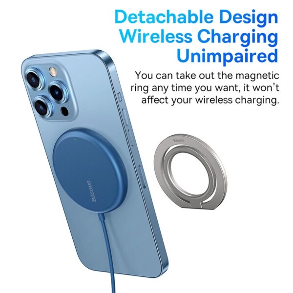 Baseus Halo Series Magnetic Phone Grip Stand Foldable Metal Ring Holder for iPhone Samsung - Image 2