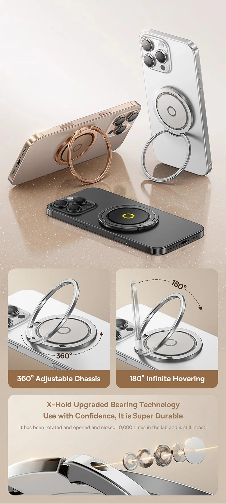 【Born for MagSafe】Baseus Magnetic Dual Ring Phone Holder Support Wireless Charge for iPhone 16 15 Pro Max Ultra Thin Phone Stand