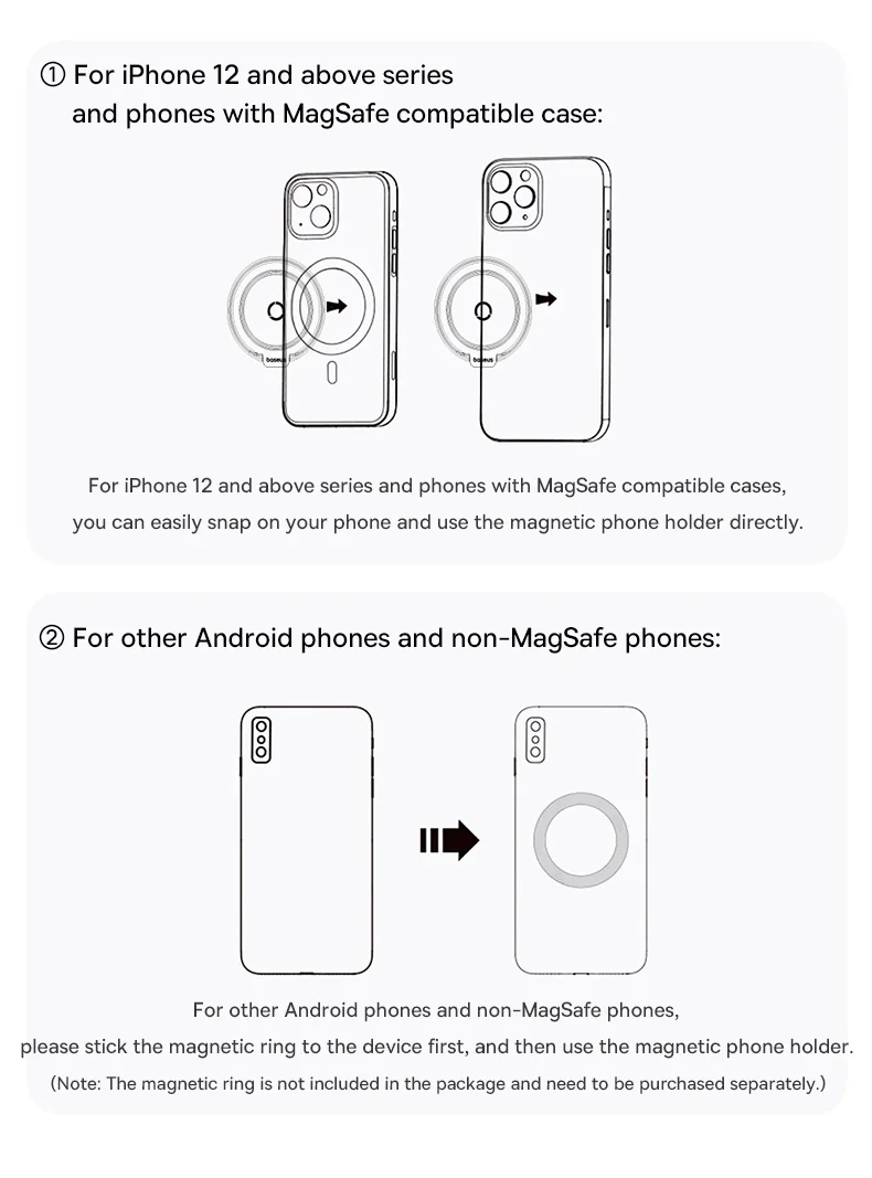 【Born for MagSafe】Baseus Magnetic Dual Ring Phone Holder Support Wireless Charge for iPhone 16 15 Pro Max Ultra Thin Phone Stand