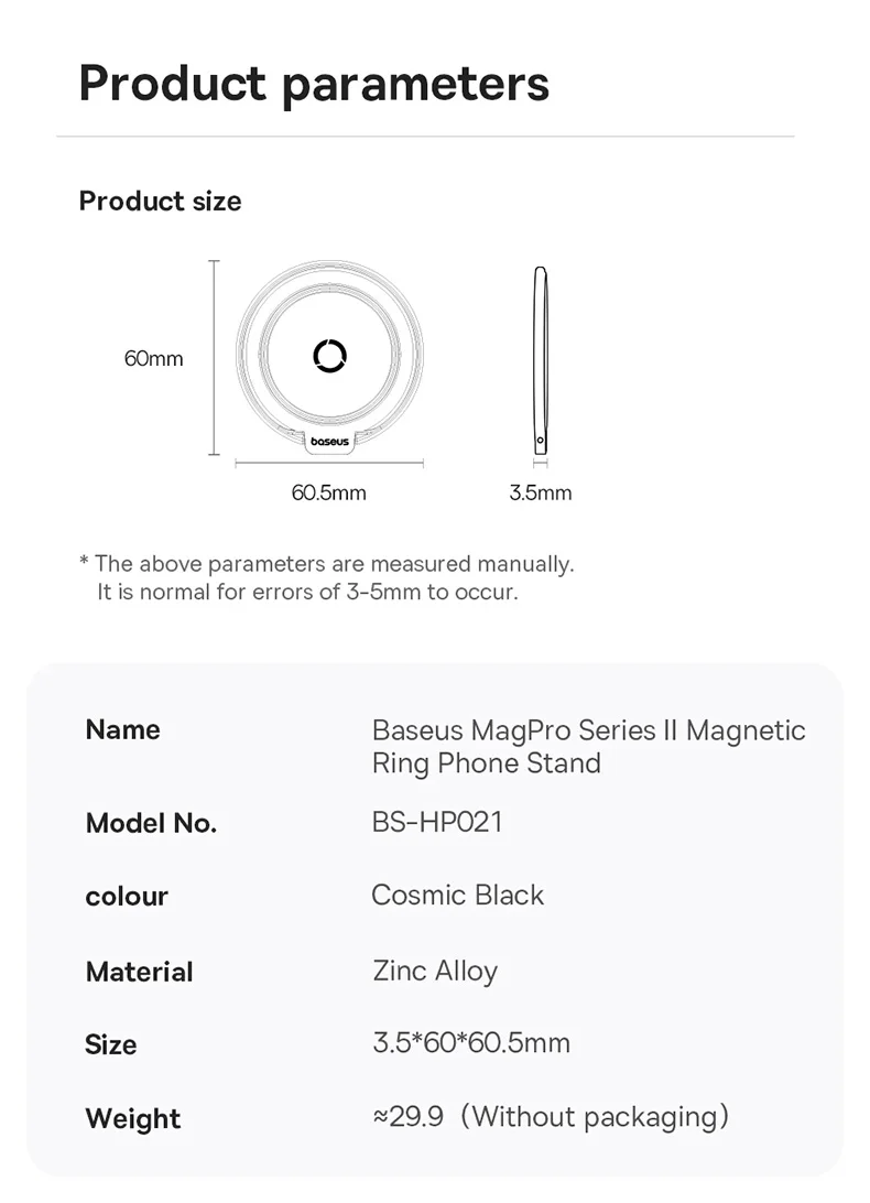 【Born for MagSafe】Baseus Magnetic Dual Ring Phone Holder Support Wireless Charge for iPhone 16 15 Pro Max Ultra Thin Phone Stand