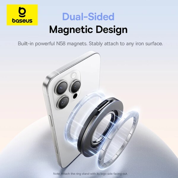 Baseus MagPro 3 Magnetic Dual-Ring Phone Stand Holder 360° Adjustable Grip Kickstand for iPhone Samsung - Image 4