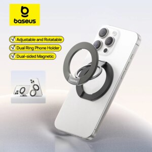 Baseus MagPro 3 Magnetic Dual-Ring Phone Stand Holder 360° Adjustable Grip Kickstand for iPhone Samsung