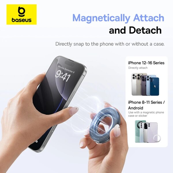 Baseus MagPro 3 Magnetic Dual-Ring Phone Stand Holder 360° Adjustable Grip Kickstand for iPhone Samsung - Image 2