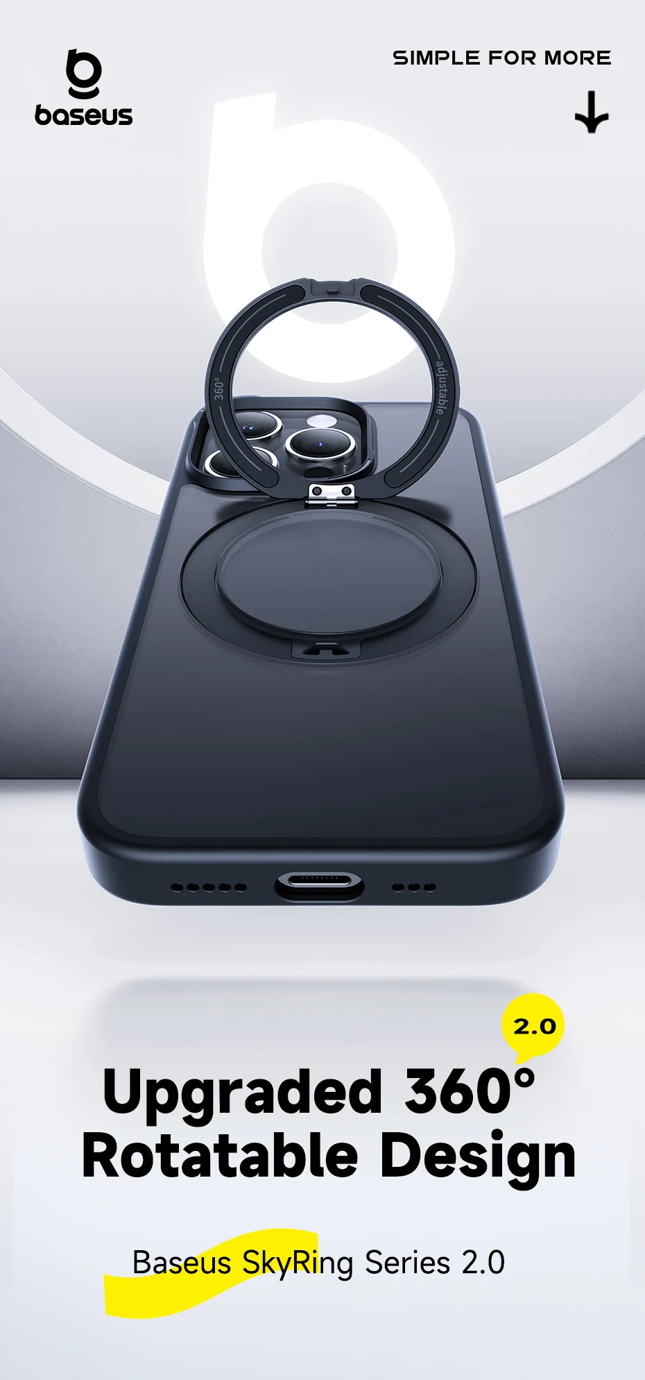 Baseus Magnetic Ring Stand Case for iPhone 16 15 Pro Max Case 360° Rotation Cover for iPhone 15 Pro Plus Magnet Kickstand Case
