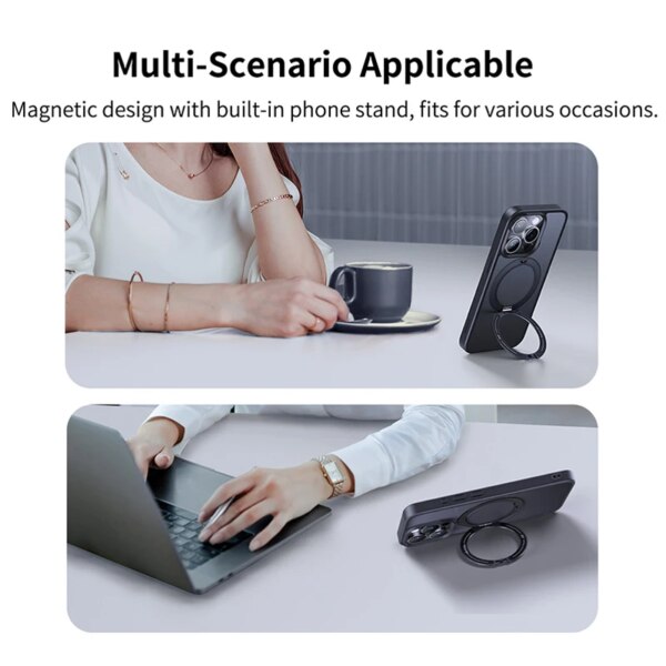Baseus SkyRing Series 2.0 Magnetic Ring Stand Case with 360° Rotation for iPhone 16 15 Pro Max - Image 4