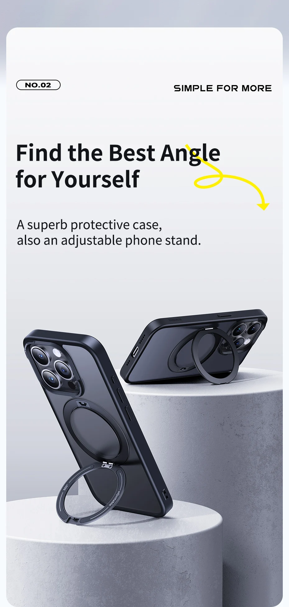 Baseus Magnetic Ring Stand Case for iPhone 16 15 Pro Max Case 360° Rotation Cover for iPhone 15 Pro Plus Magnet Kickstand Case