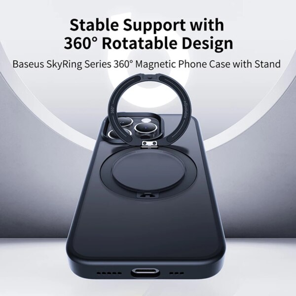Baseus SkyRing Series 2.0 Magnetic Ring Stand Case with 360° Rotation for iPhone 16 15 Pro Max - Image 2