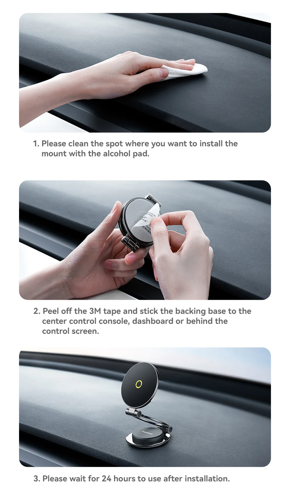 Baseus Magnetic Car Mobile Phone Holder Foldable Mount Stand for iPhone 12-16 Xiaomi Samsung Center Console Dashboard Paste