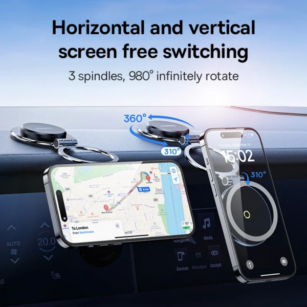 Baseus Magnetic Car Phone Holder Foldable Mount Stand Dashboard Center Console Paste for iPhone 12-16 Samsung Xiaomi - Image 2