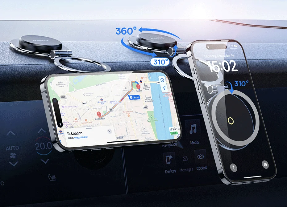 Baseus Magnetic Car Mobile Phone Holder Foldable Mount Stand for iPhone 12-16 Xiaomi Samsung Center Console Dashboard Paste